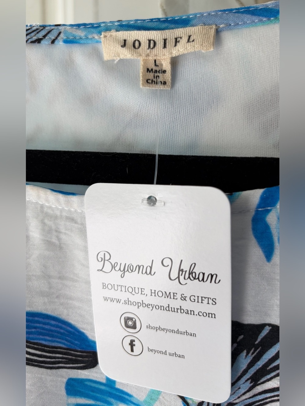 JODIFL Lilypad Print Shift Dress Vacation Resort Coastal Summer NWT Sz L - Picture 3 of 6